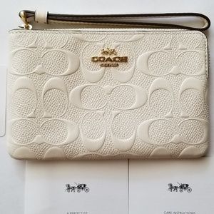 NWT COACH Signature Embossed Wristlet/ Chalk White